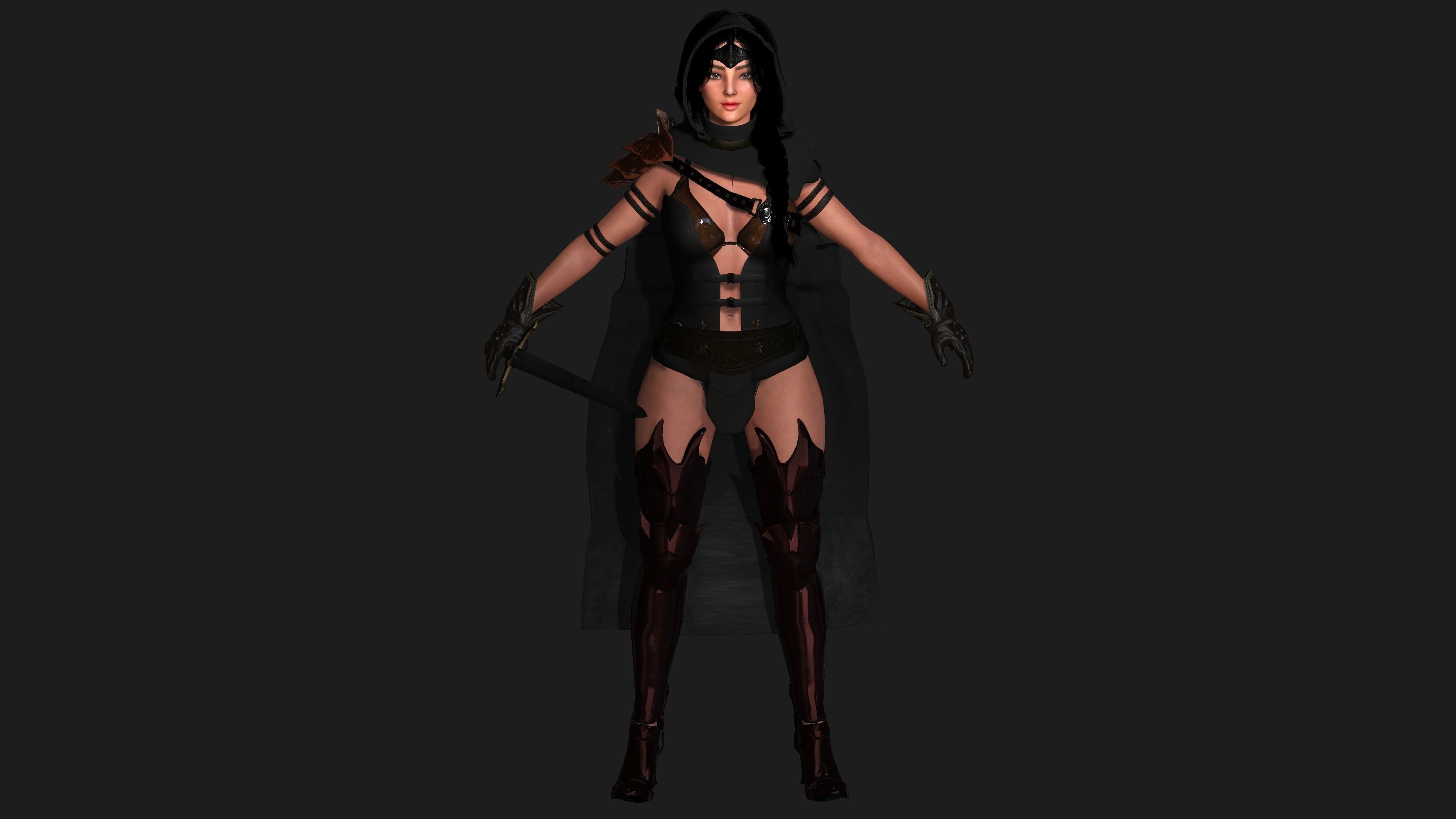 AAA 3D FANTASY MEDIEVAL FEMALE WARRIOR KNIGHT PACK 01 - 4 MODEL 3D Model Collection_21