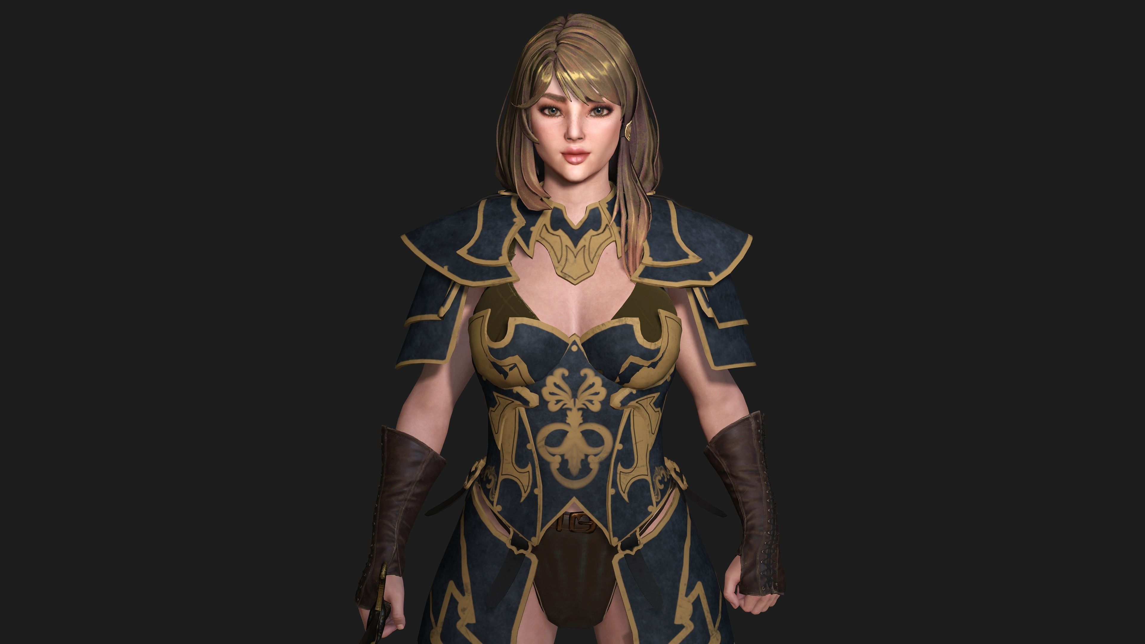 AAA 3D FANTASY MEDIEVAL FEMALE WARRIOR KNIGHT PACK 01 - 4 MODEL 3D Model Collection_15