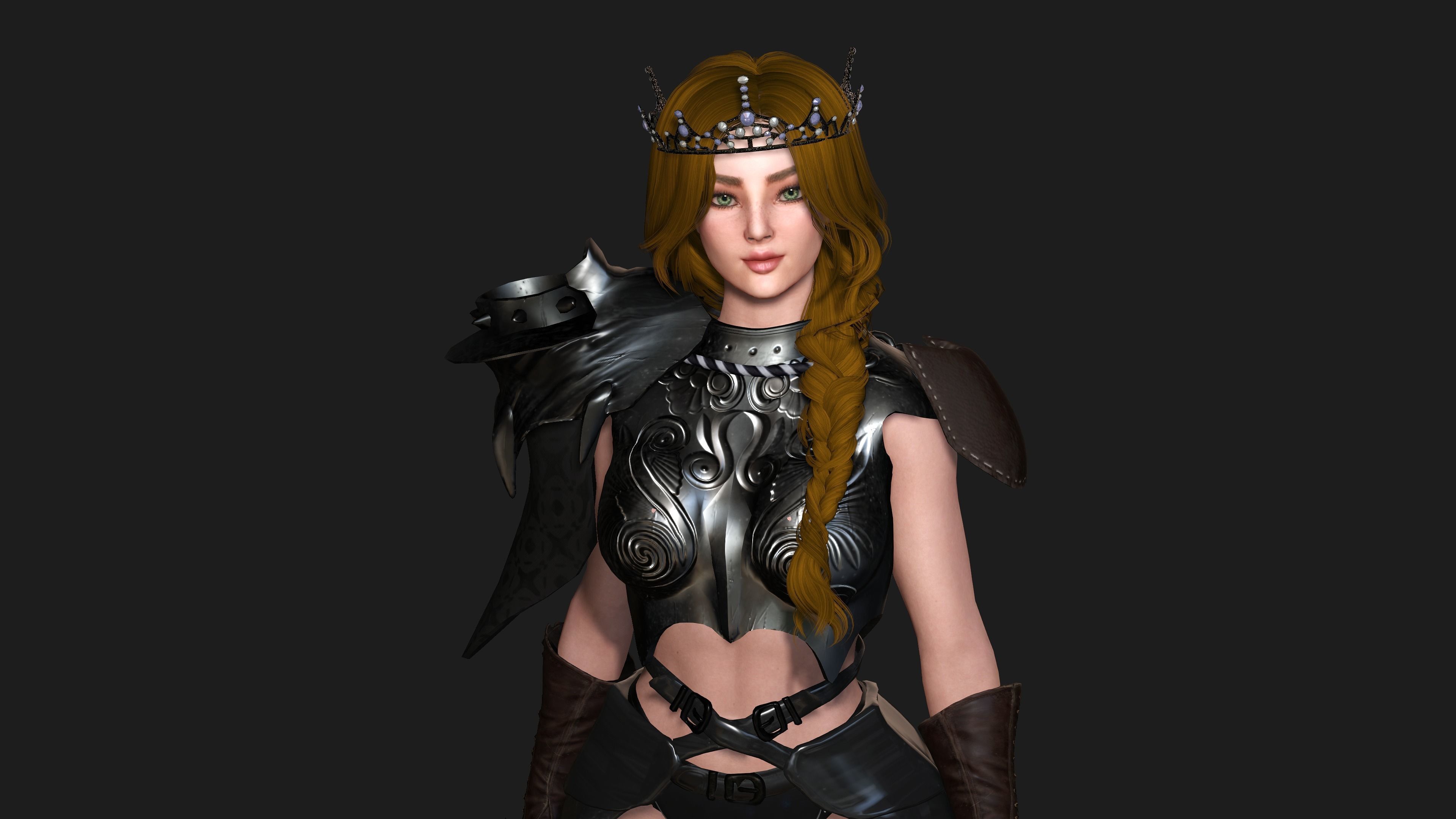 AAA 3D FANTASY MEDIEVAL FEMALE WARRIOR KNIGHT PACK 01 - 4 MODEL 3D Model Collection_10