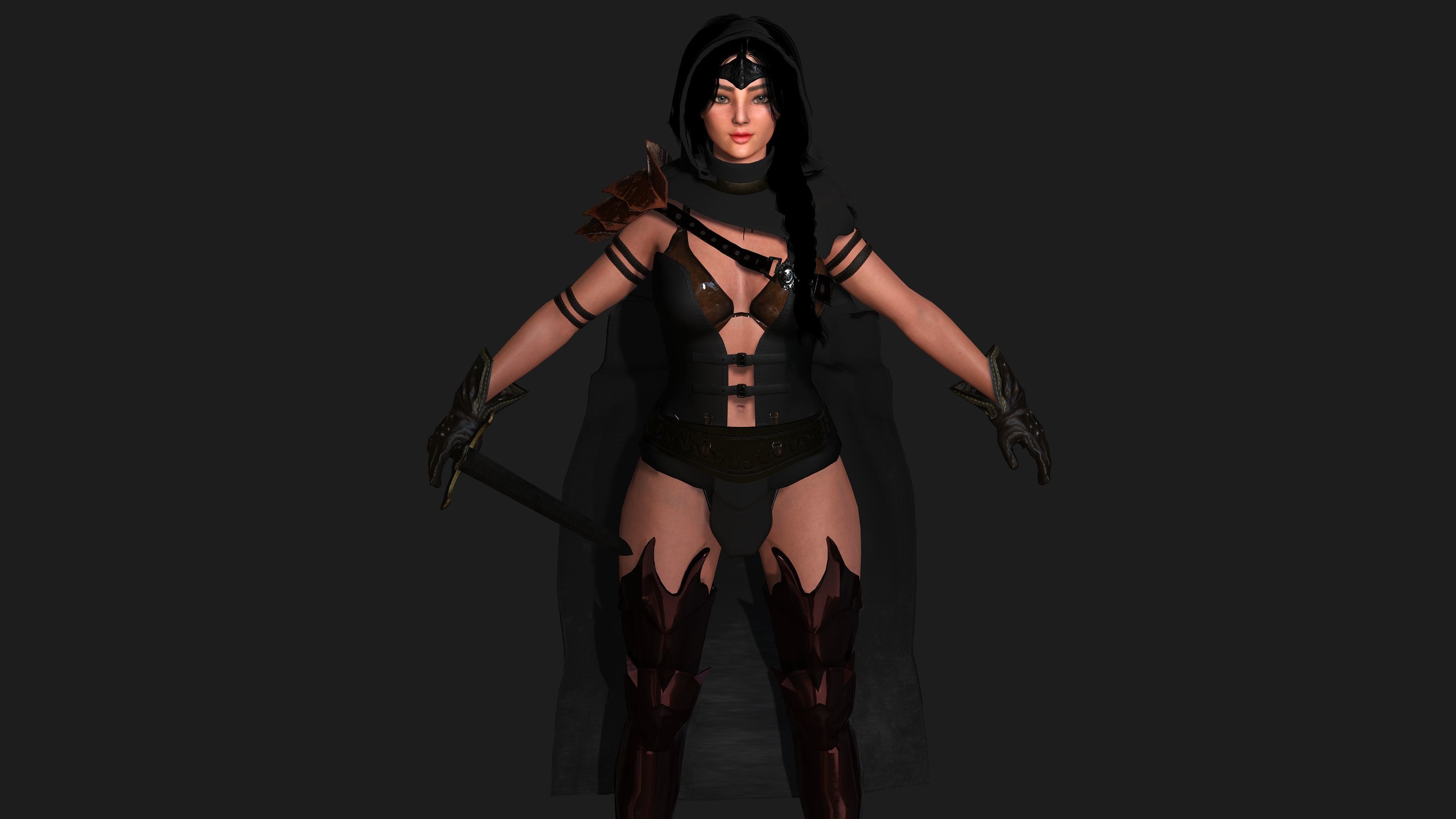 AAA 3D FANTASY MEDIEVAL FEMALE WARRIOR KNIGHT PACK 01 - 4 MODEL 3D Model Collection_22