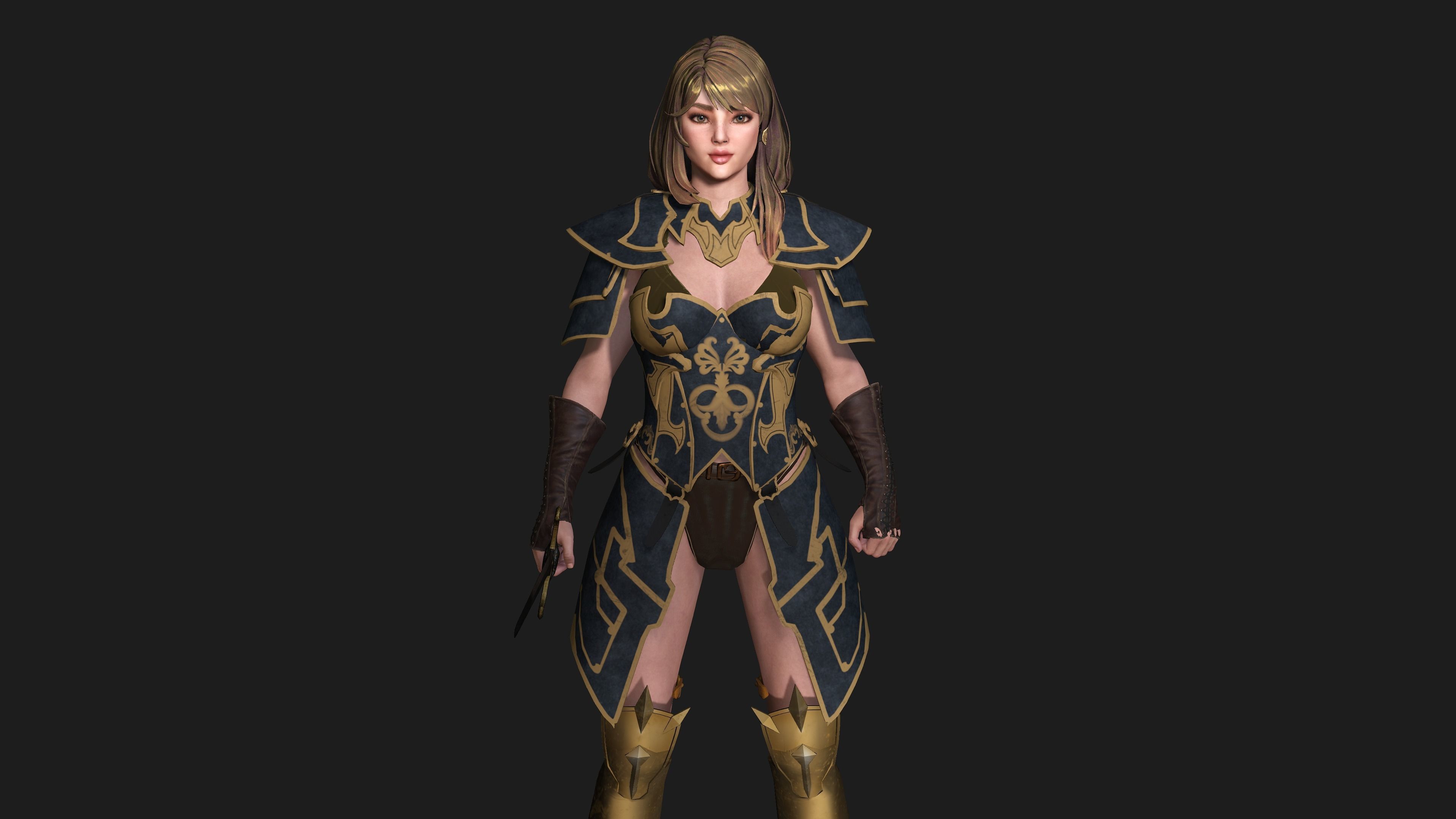 AAA 3D FANTASY MEDIEVAL FEMALE WARRIOR KNIGHT PACK 01 - 4 MODEL 3D Model Collection_13