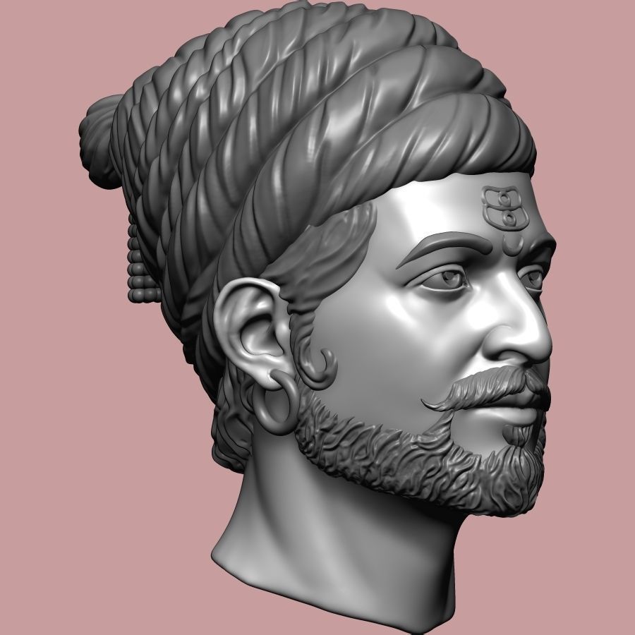 Sambhaji Maharaj Head 3D print model_5
