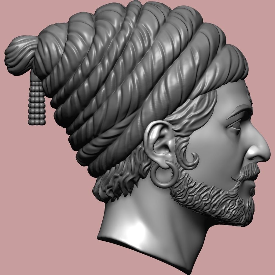 Sambhaji Maharaj Head 3D print model_4