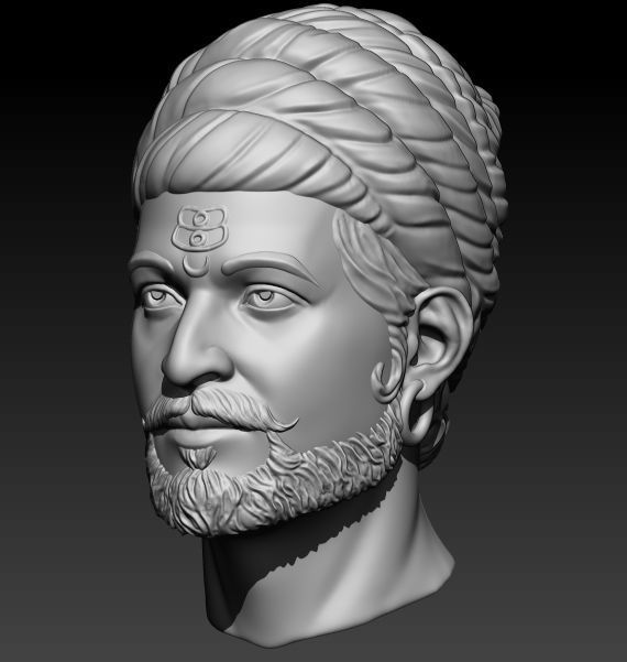 Sambhaji Maharaj Head 3D print model_1