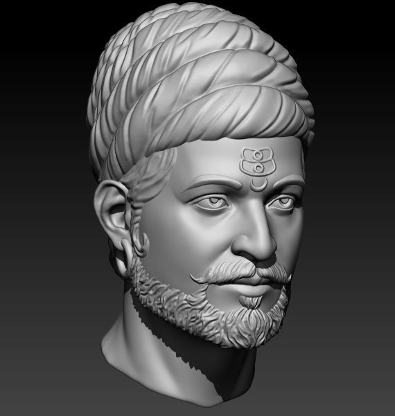Sambhaji Maharaj Head 3D print model_2