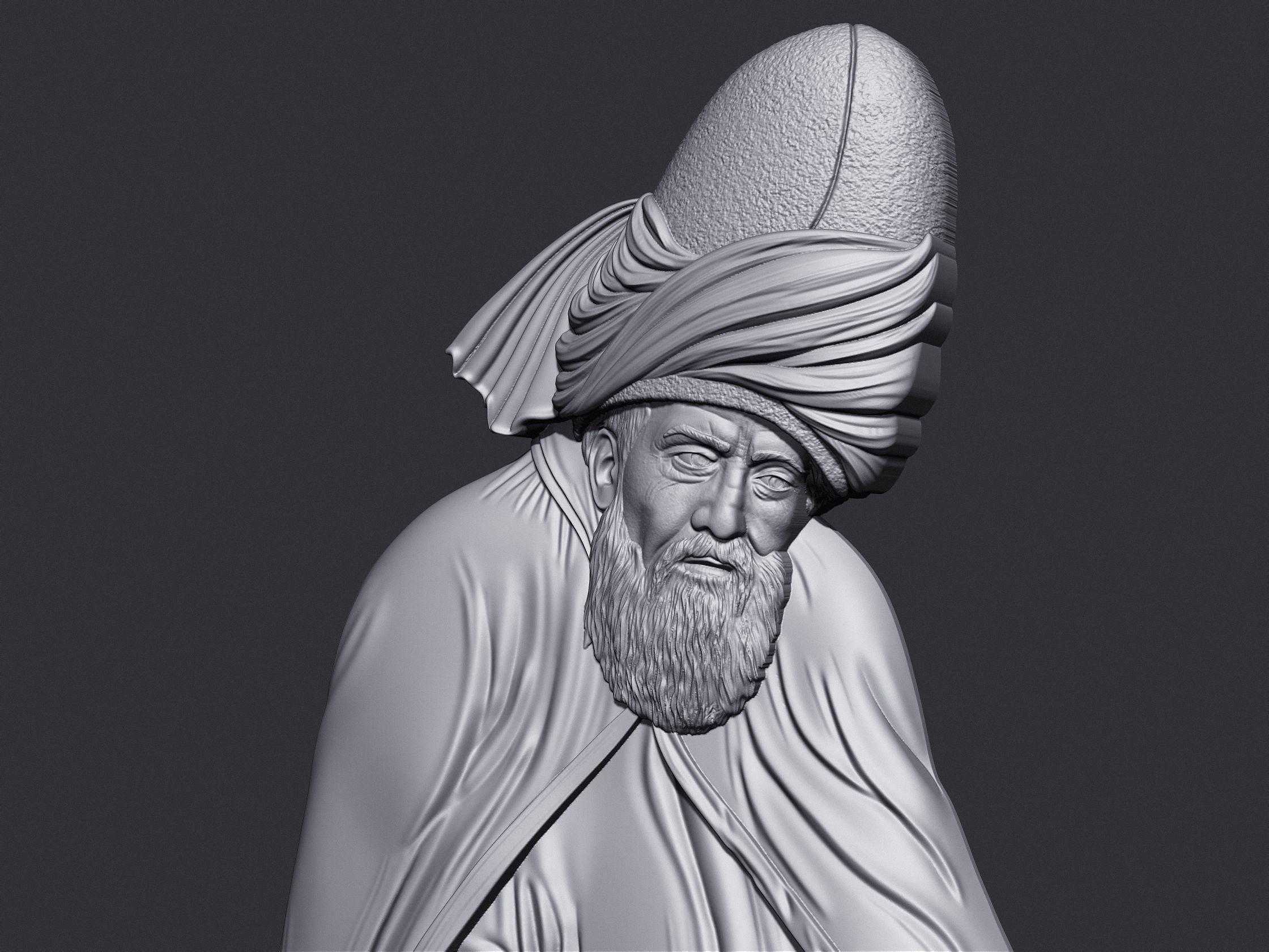 Mevlana Celaleddin-i Rumi Bas Relief 3D print model_3