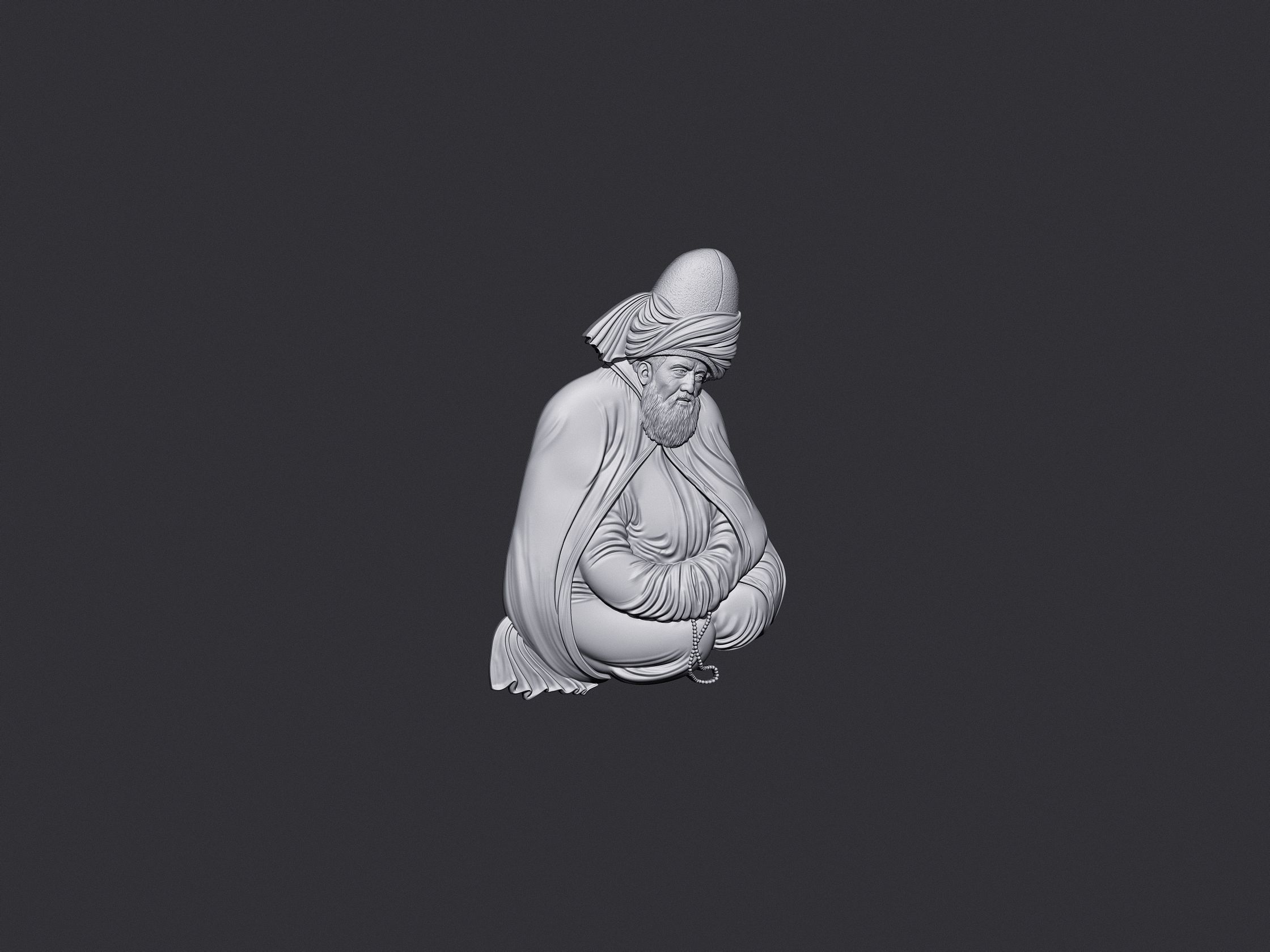 Mevlana Celaleddin-i Rumi Bas Relief 3D print model_1