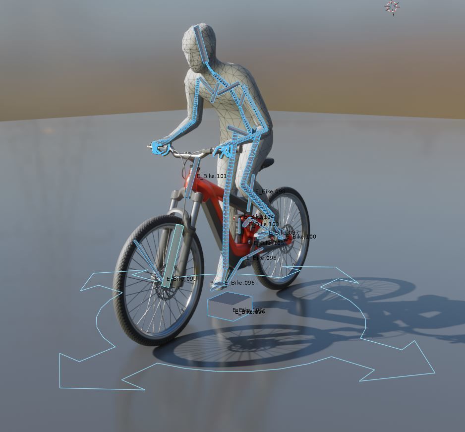 Rigged low-poly e-bike red version with basic cyclist  Low-poly 3D model_3