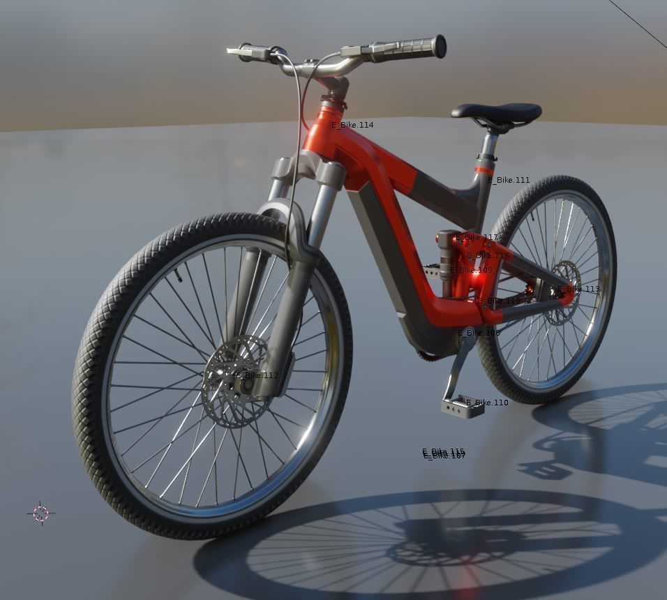 Rigged low-poly e-bike red version with basic cyclist  Low-poly 3D model_2