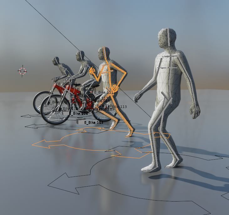 Rigged low-poly e-bike red version with basic cyclist  Low-poly 3D model_8