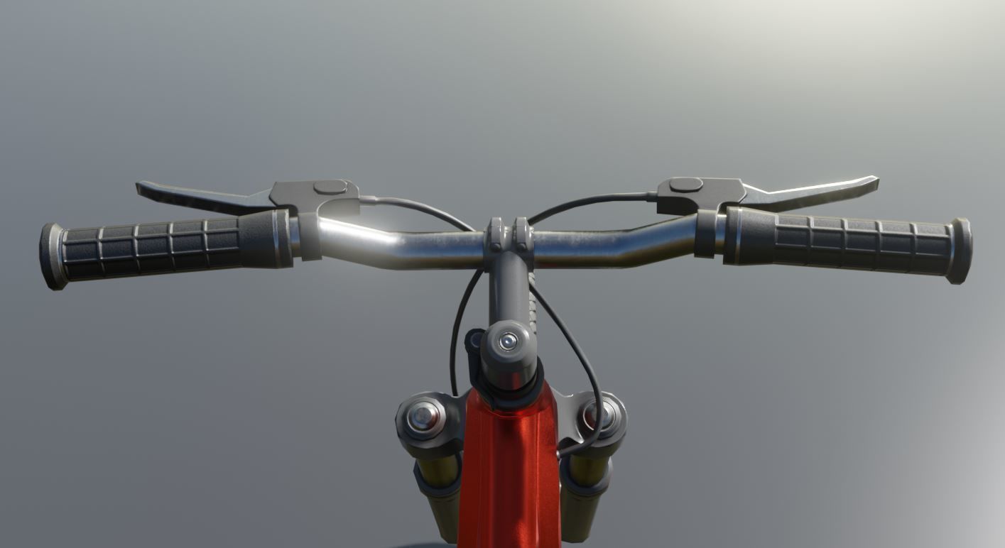 Rigged low-poly e-bike red version with basic cyclist  Low-poly 3D model_5