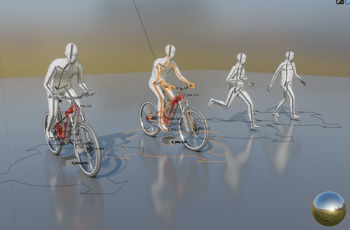 Rigged low-poly e-bike red version with basic cyclist  Low-poly 3D model_14