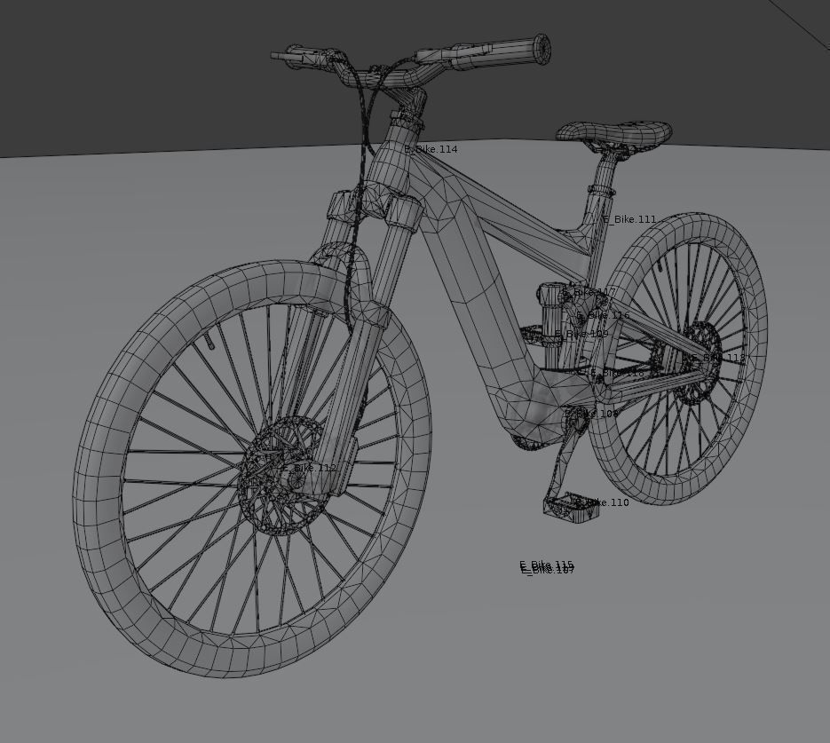 Rigged low-poly e-bike red version with basic cyclist  Low-poly 3D model_16