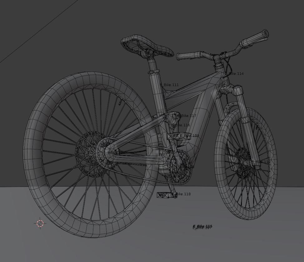 Rigged low-poly e-bike red version with basic cyclist  Low-poly 3D model_9