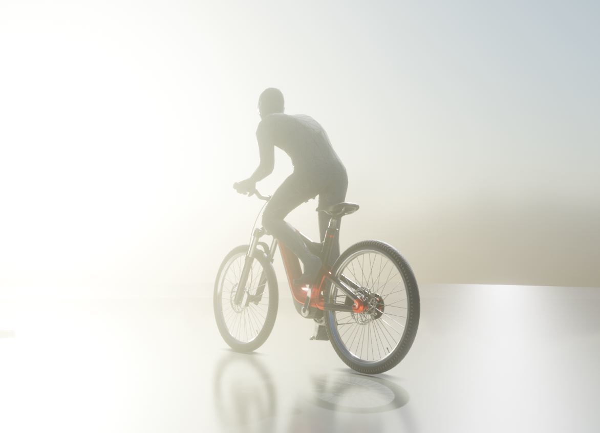 Rigged low-poly e-bike red version with basic cyclist  Low-poly 3D model_10
