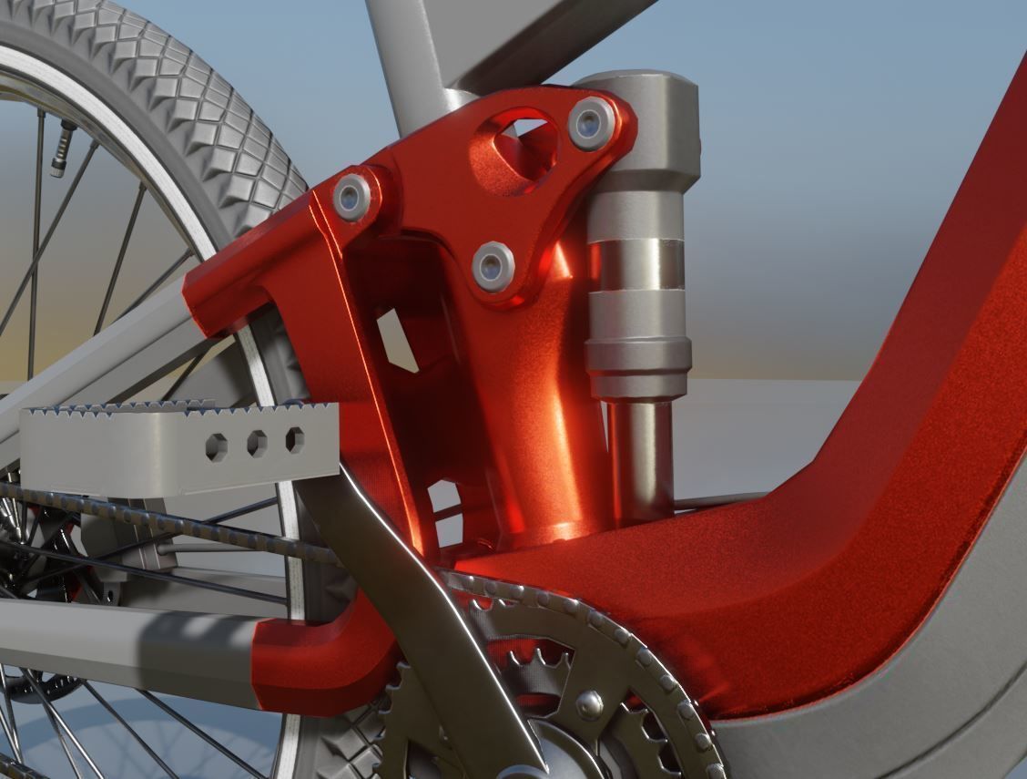 Rigged low-poly e-bike red version with basic cyclist  Low-poly 3D model_7