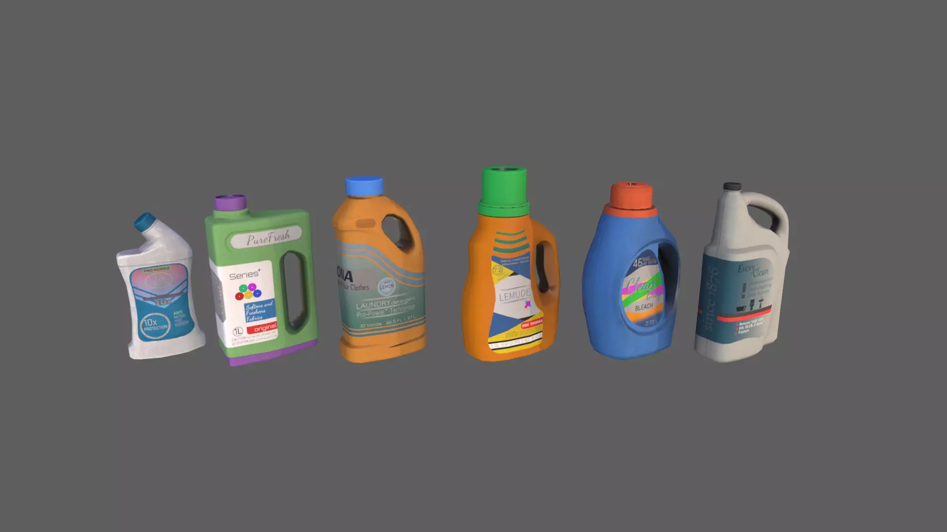 Detergent bottles Low-poly 3D model_0