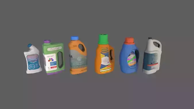 Detergent bottles Low-poly 3D model