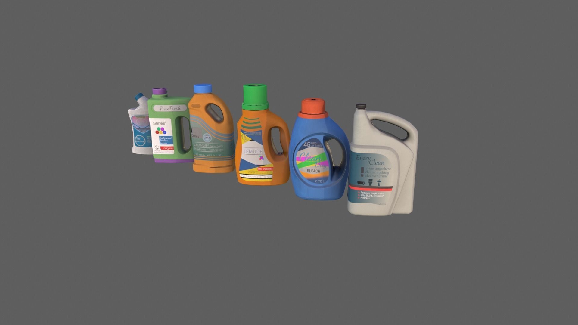 Detergent bottles Low-poly 3D model_2