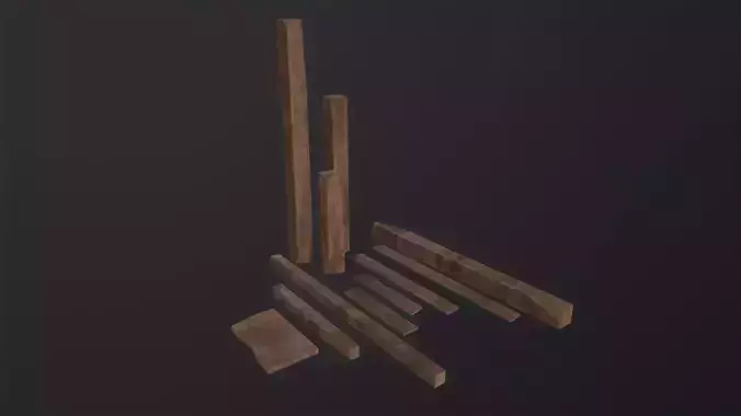 Wooden Planks and Beams 3D Model