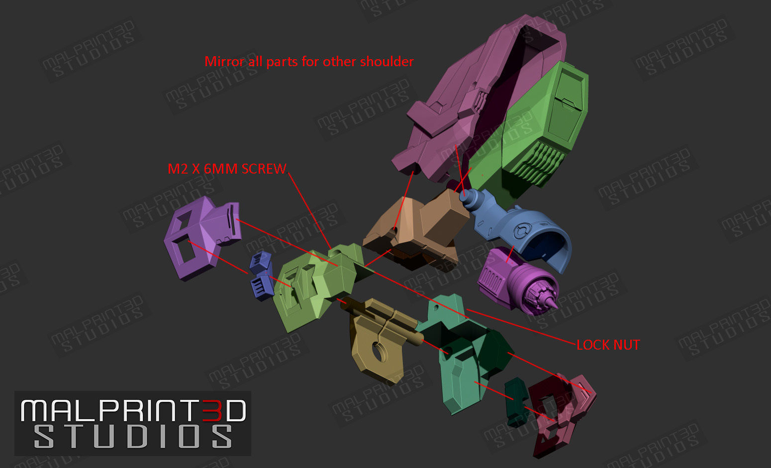 1OVER60 MOON Fully Articulated Model Files for 3D Printing 3D print model_3