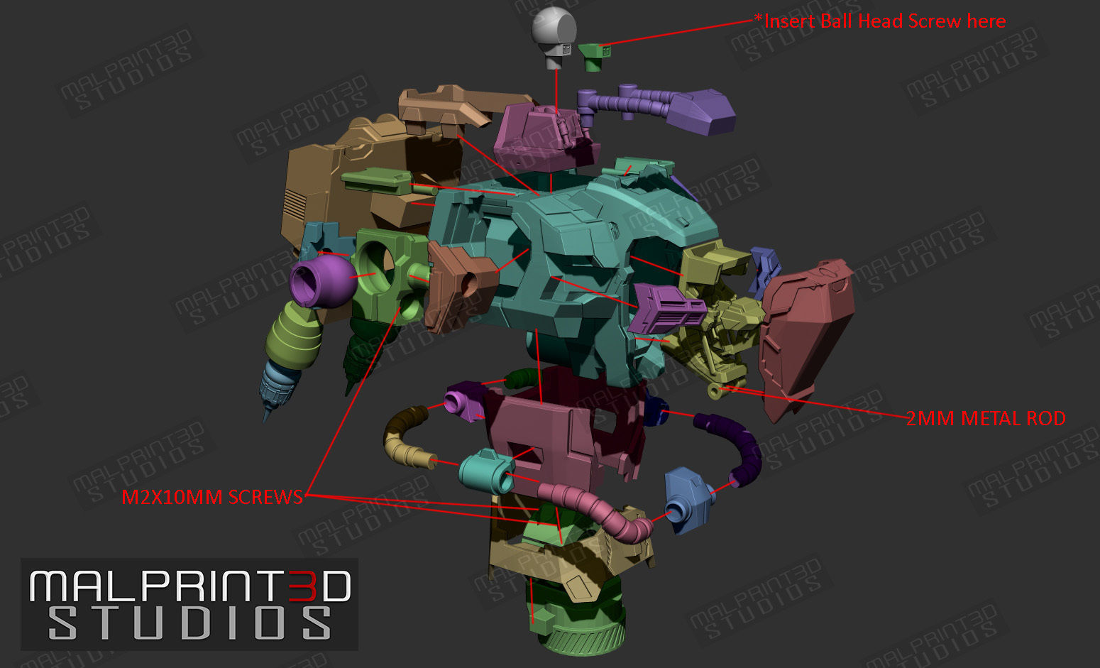 1OVER60 MOON Fully Articulated Model Files for 3D Printing 3D print model_2