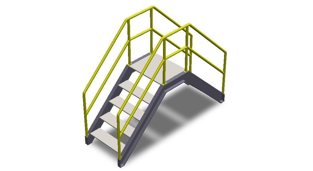 Industrial Steel Crossover Stair 3D model rigged | CGTrader