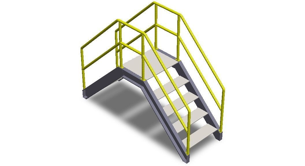 Industrial Steel Crossover Stair 3D model rigged | CGTrader