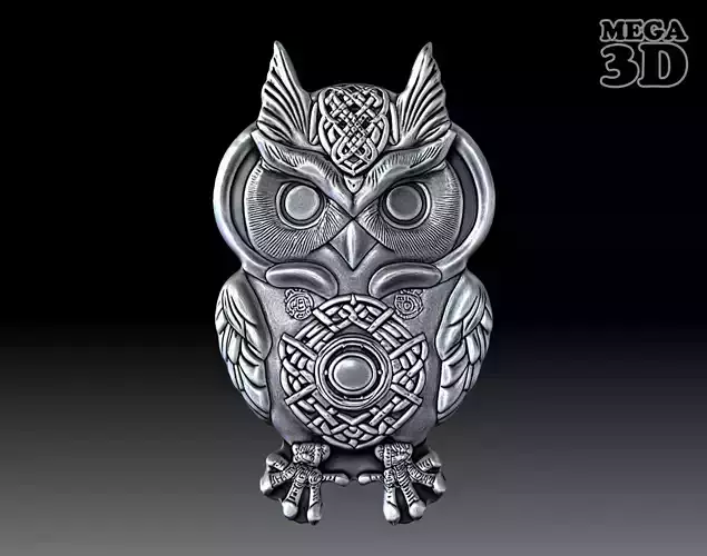 Celtic Owl Bas Relief Pendant 07 230620