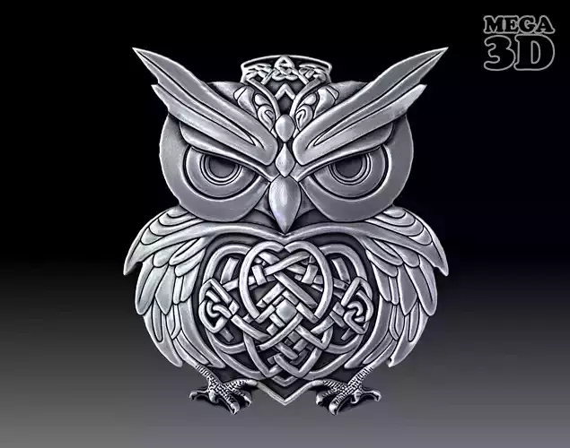 Celtic Owl Bas Relief Pendant 06 230620