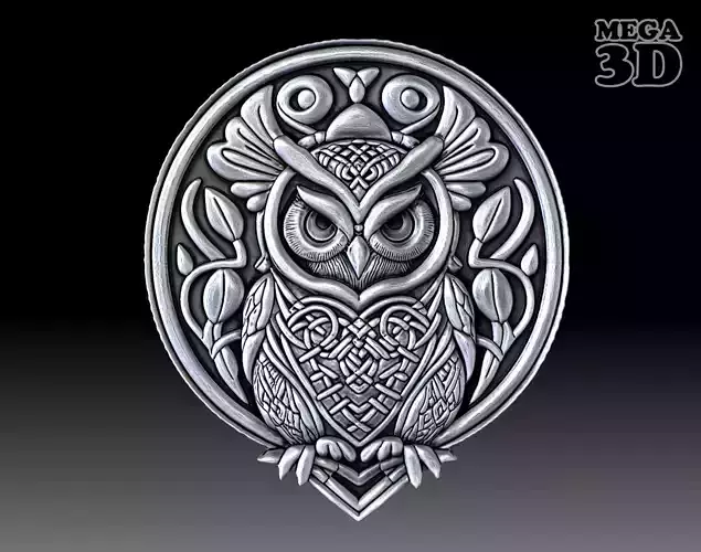 Celtic Owl Bas Relief Pendant 05 230620