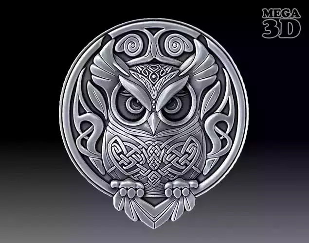 Celtic Owl Bas Relief Pendant 03 230620 3D print model