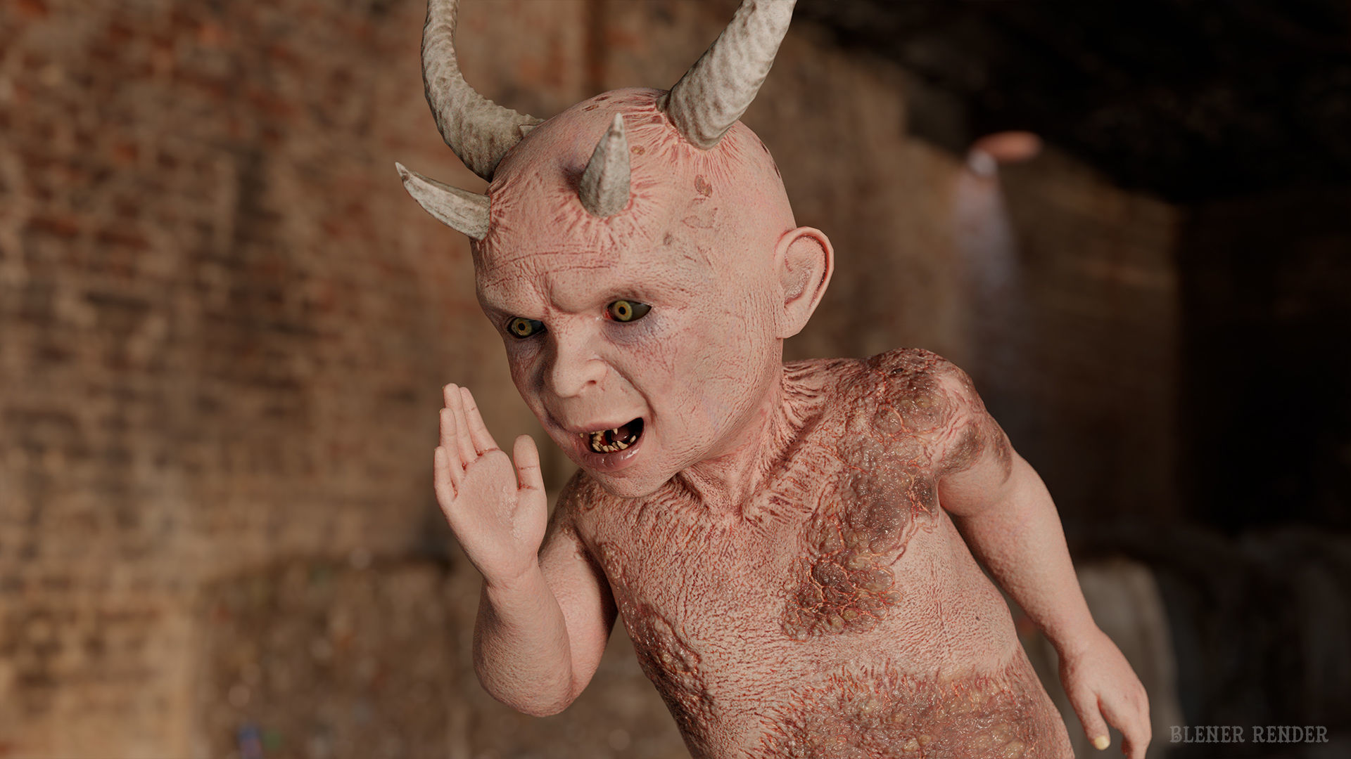 The Cursed child game character for Horror and Fantasy games Low-poly 3D model_9