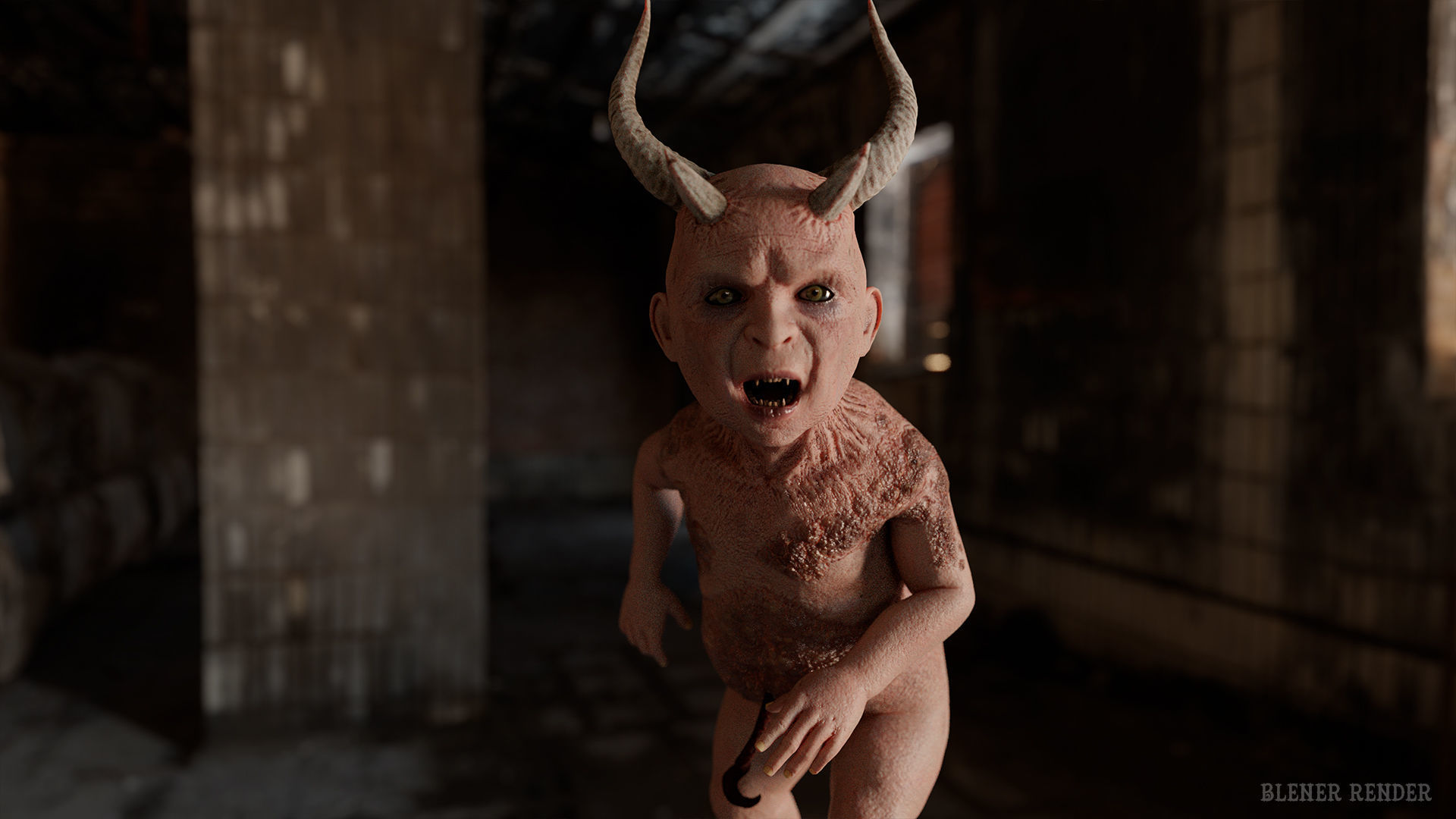 The Cursed child game character for Horror and Fantasy games Low-poly 3D model_13