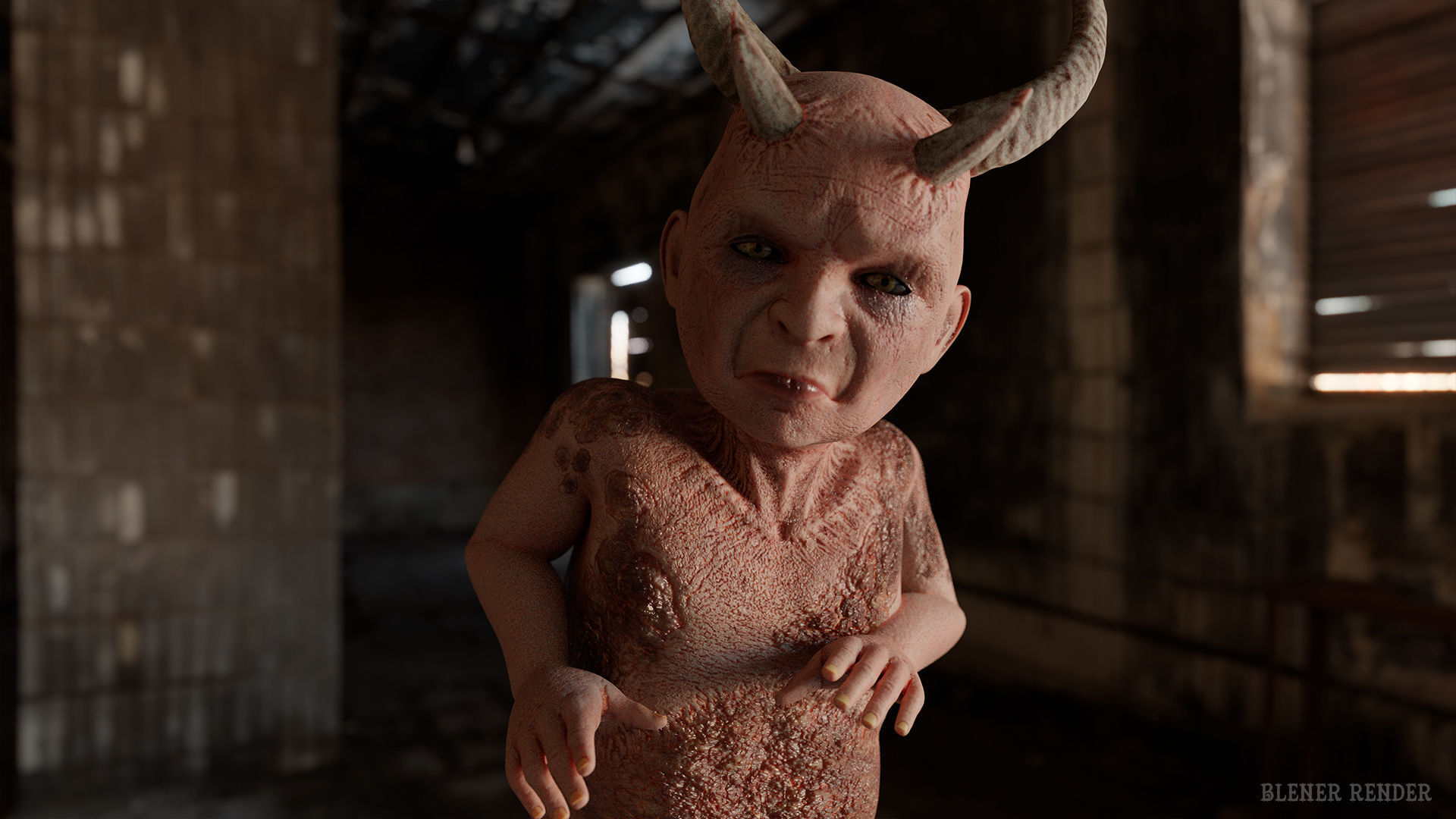 The Cursed child game character for Horror and Fantasy games Low-poly 3D model_12