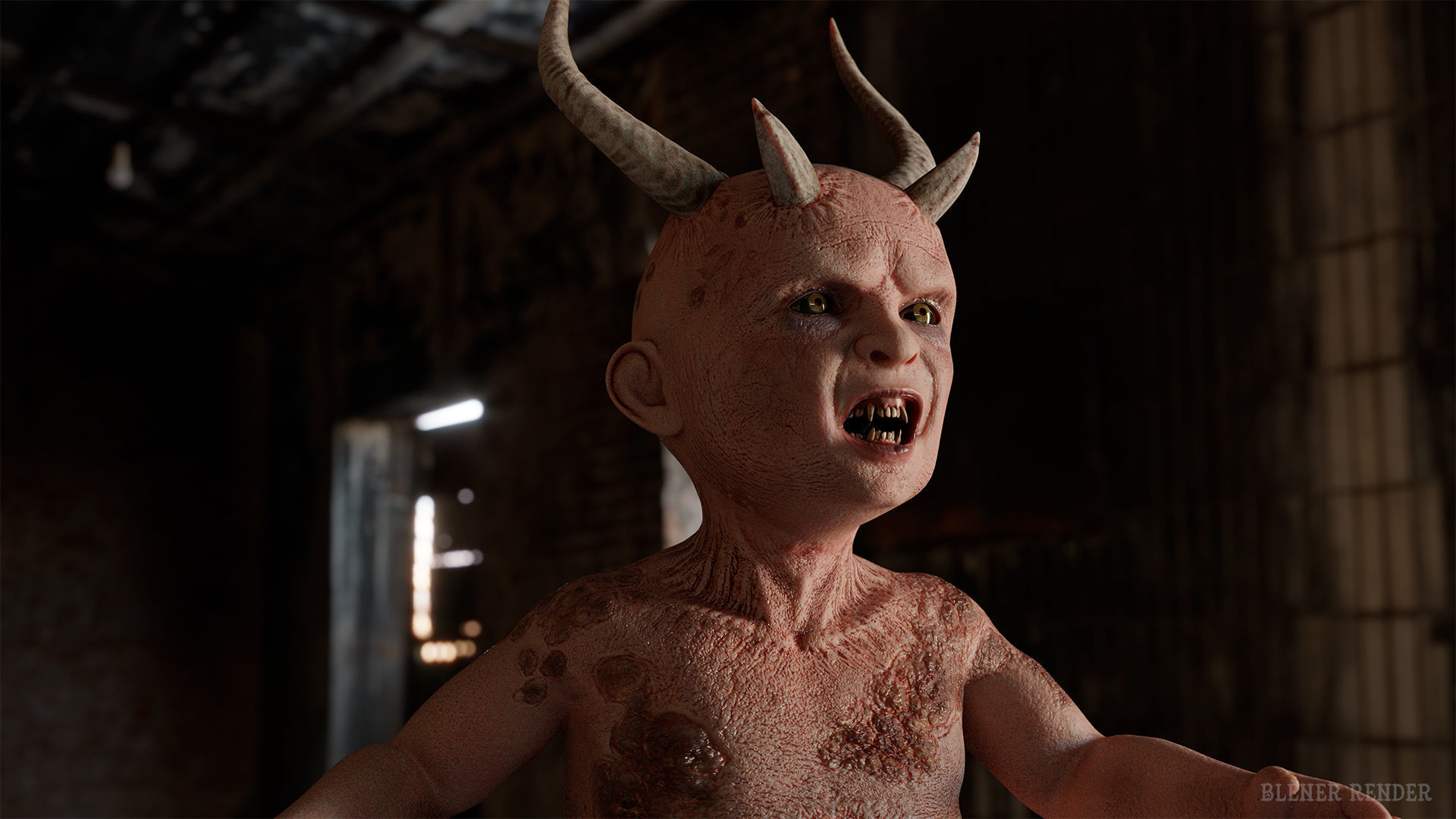 The Cursed child game character for Horror and Fantasy games Low-poly 3D model_2