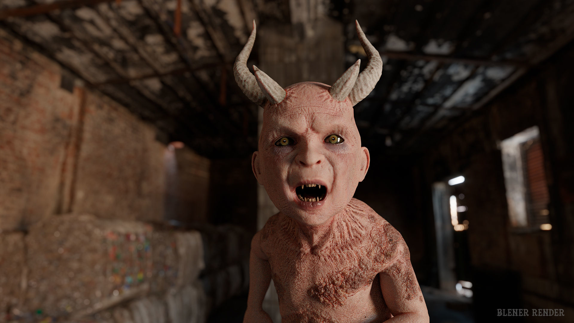 The Cursed child game character for Horror and Fantasy games Low-poly 3D model_4