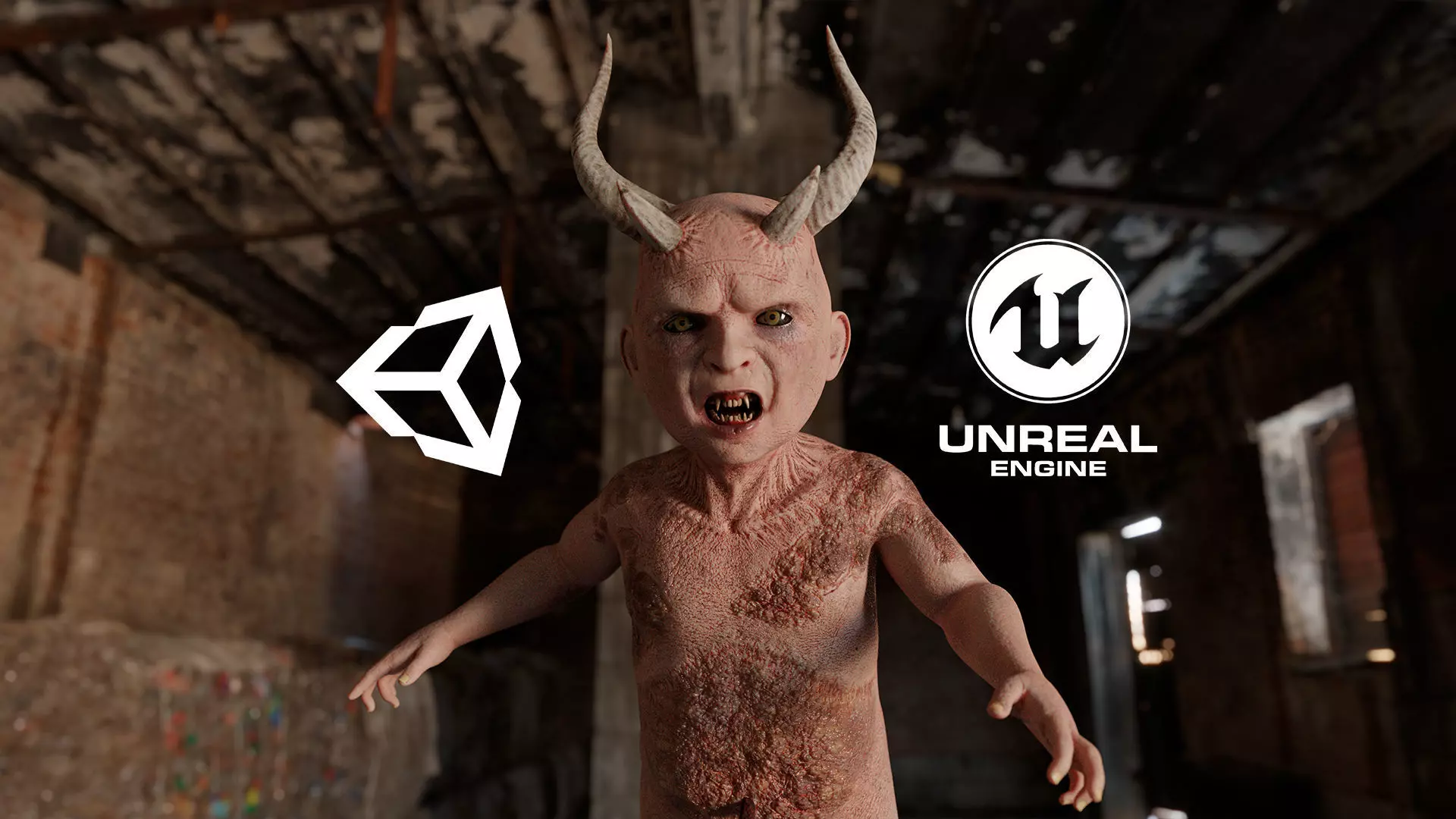 The Cursed child game character for Horror and Fantasy games Low-poly 3D model_0