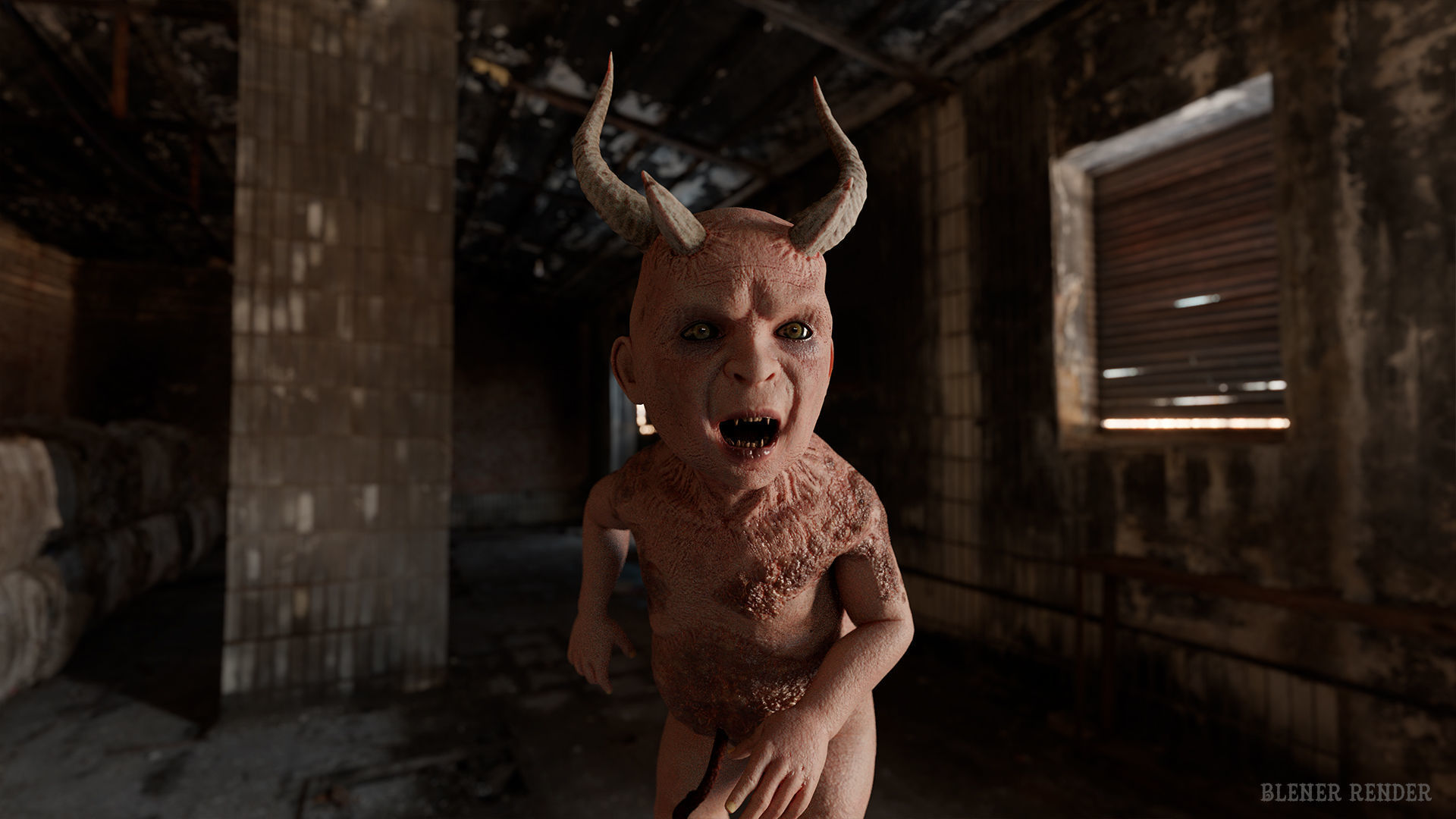 The Cursed child game character for Horror and Fantasy games Low-poly 3D model_3