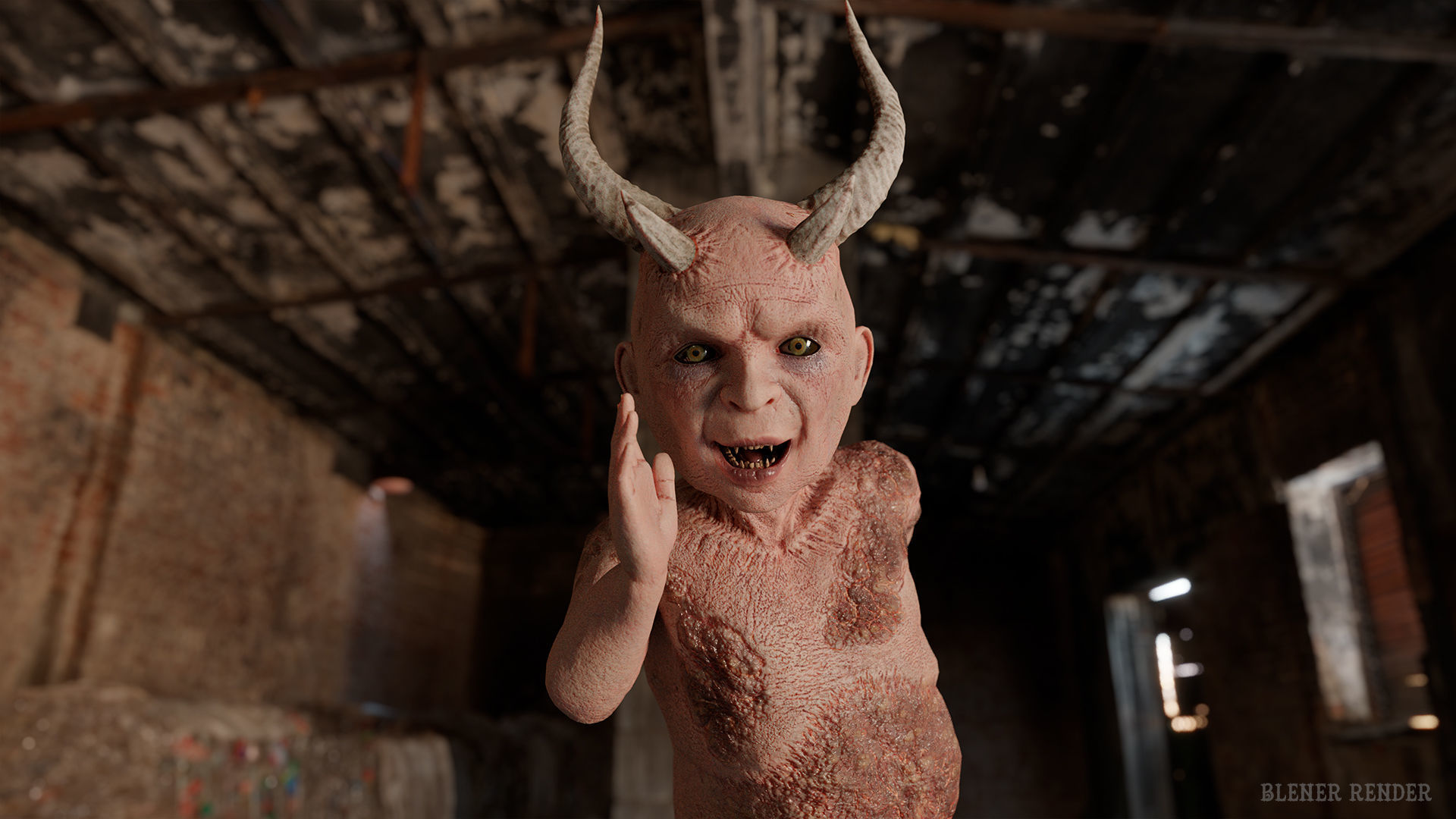 The Cursed child game character for Horror and Fantasy games Low-poly 3D model_10