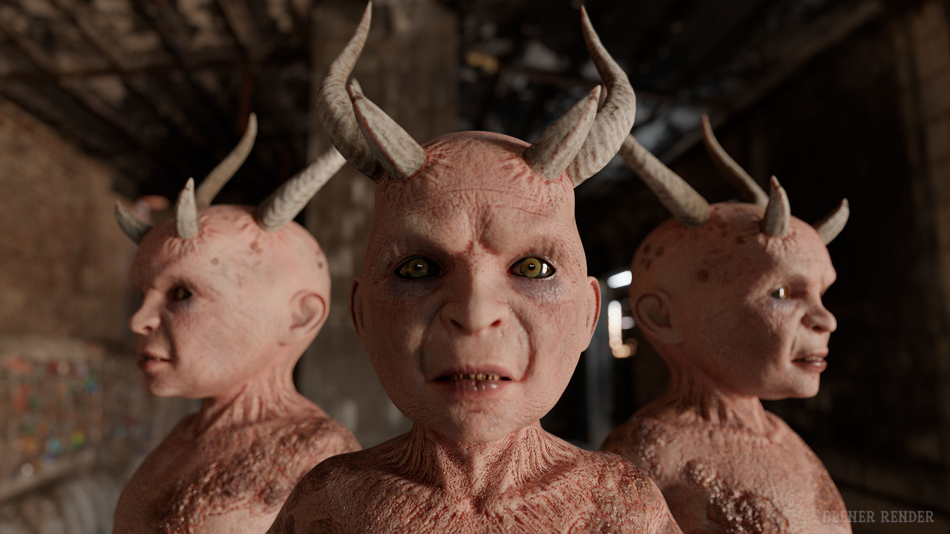 The Cursed child game character for Horror and Fantasy games Low-poly 3D model_5