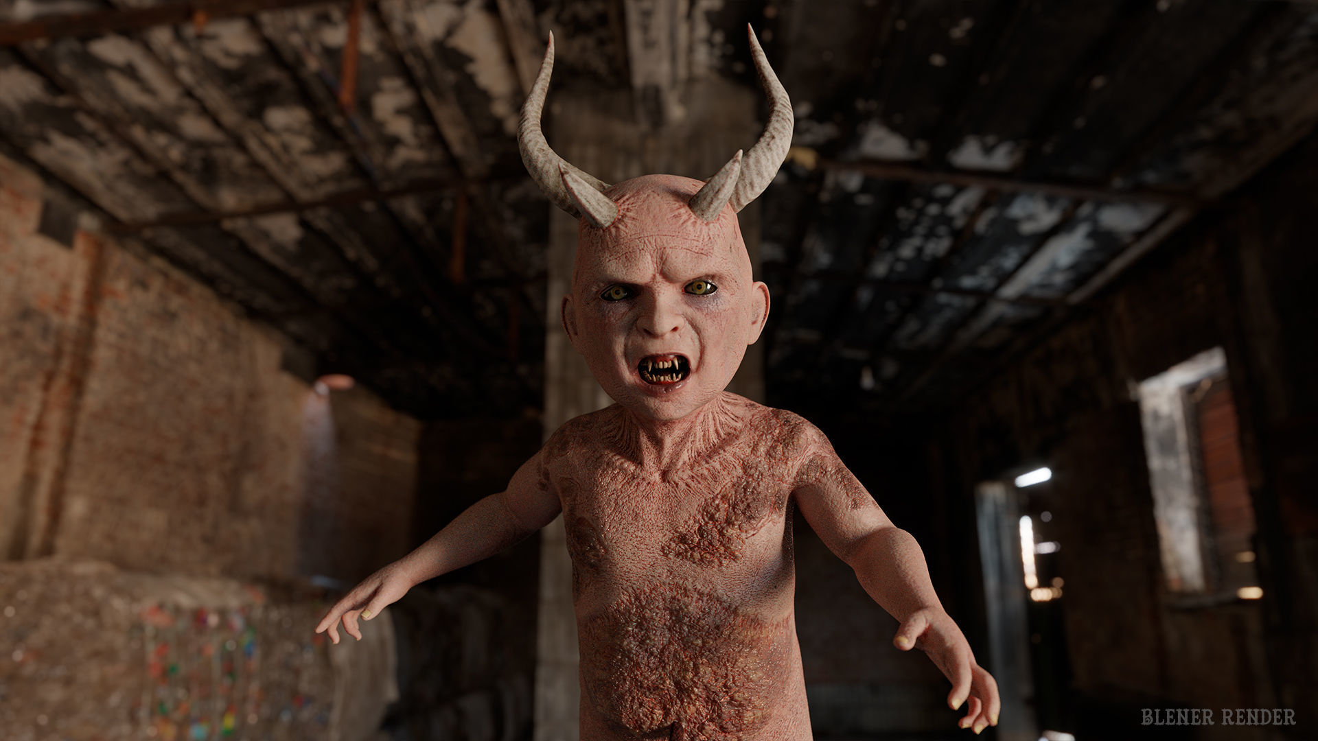 The Cursed child game character for Horror and Fantasy games Low-poly 3D model_11