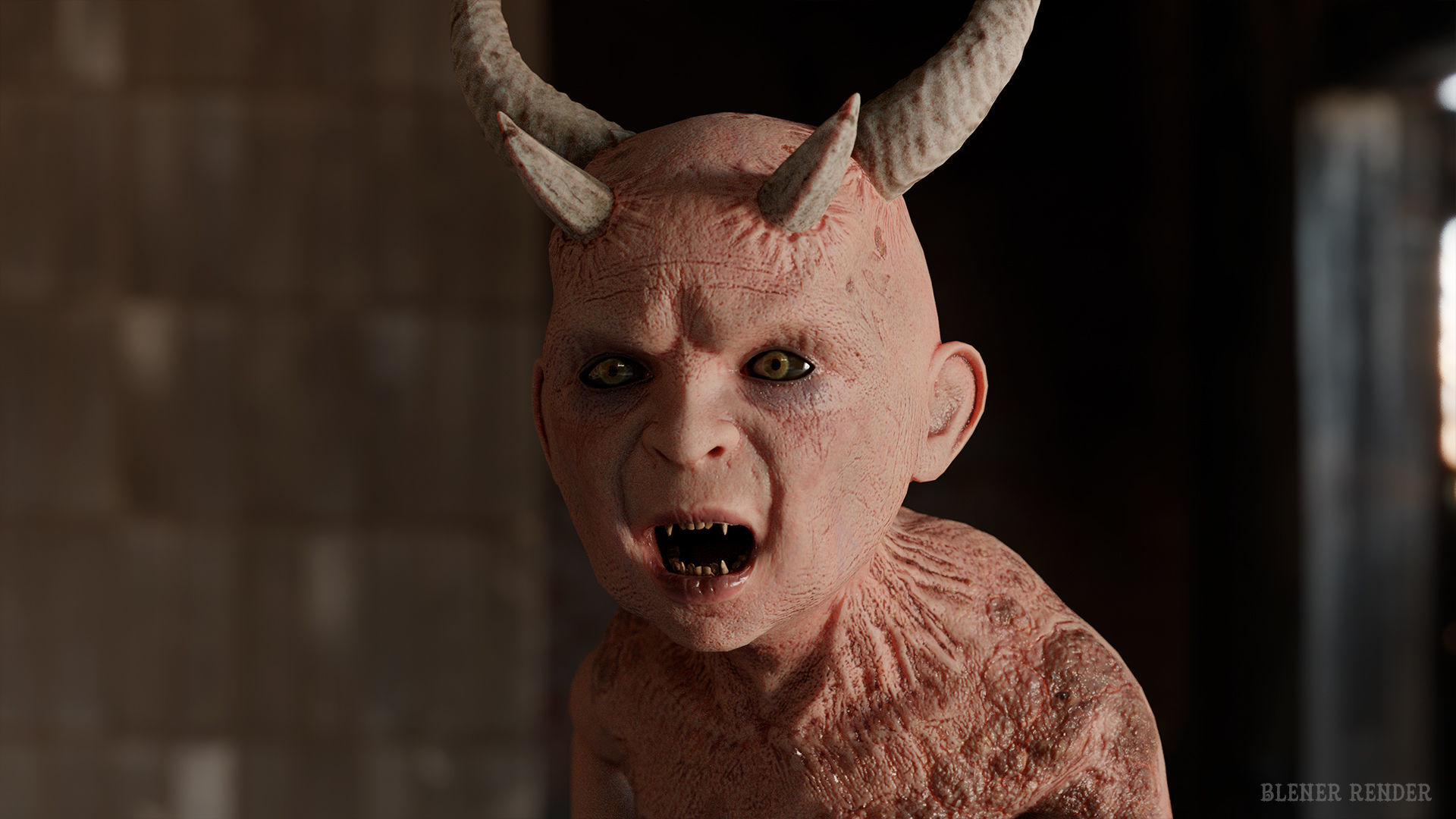 The Cursed child game character for Horror and Fantasy games Low-poly 3D model_14