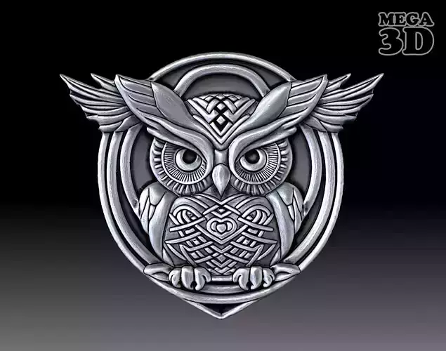 Celtic Owl Bas Relief Pendant 01 230620 3D print model