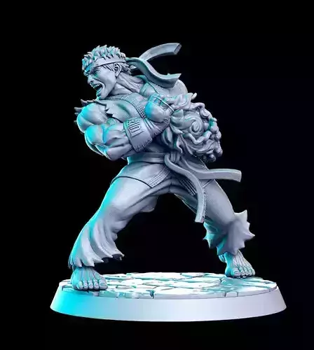 Ryu Street Fighter Soul Calibur Blade PS game 32mm Pre-supported 3D print model