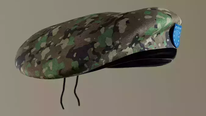 Military Beret Helmet Hat Camo green  Low-poly 3D model