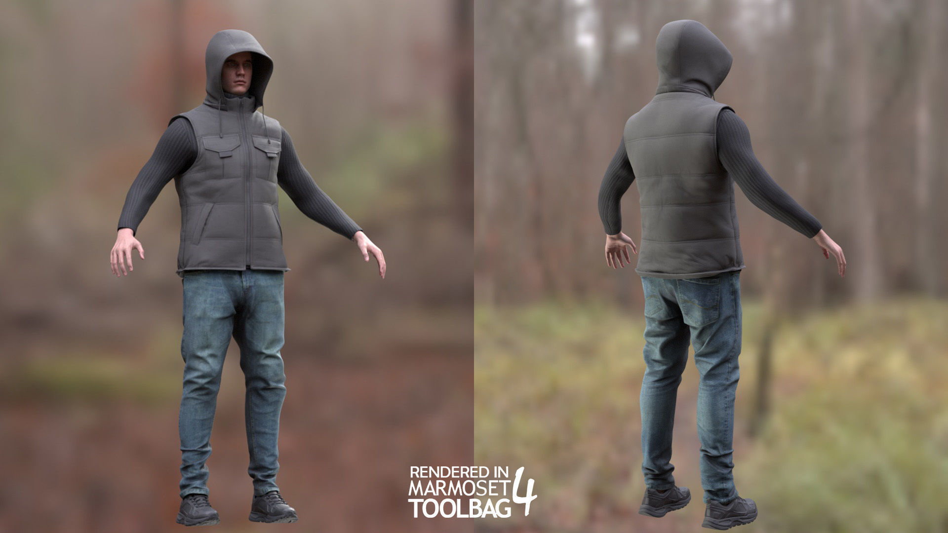 Man - Autumn Outfit 5 - Modular - Rigged Low-poly 3D model_6