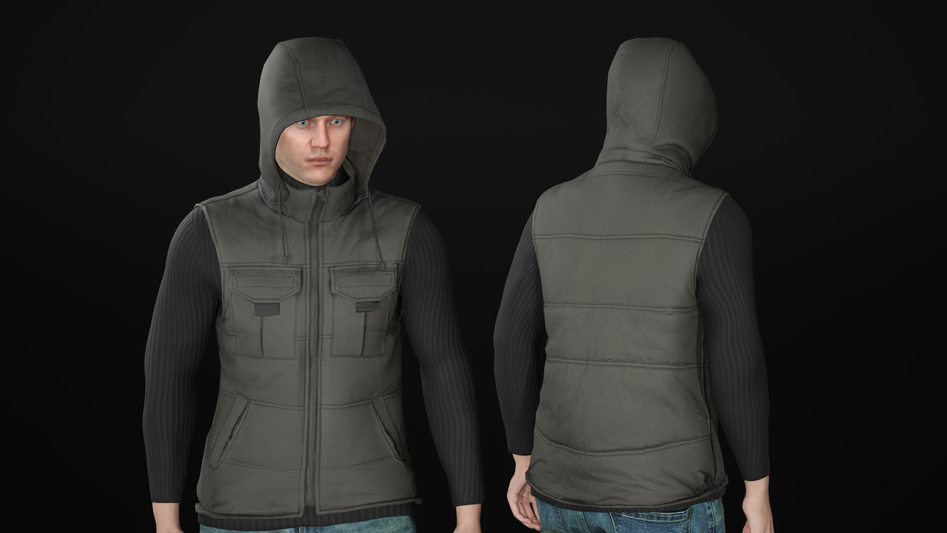 Man - Autumn Outfit 5 - Modular - Rigged Low-poly 3D model_25