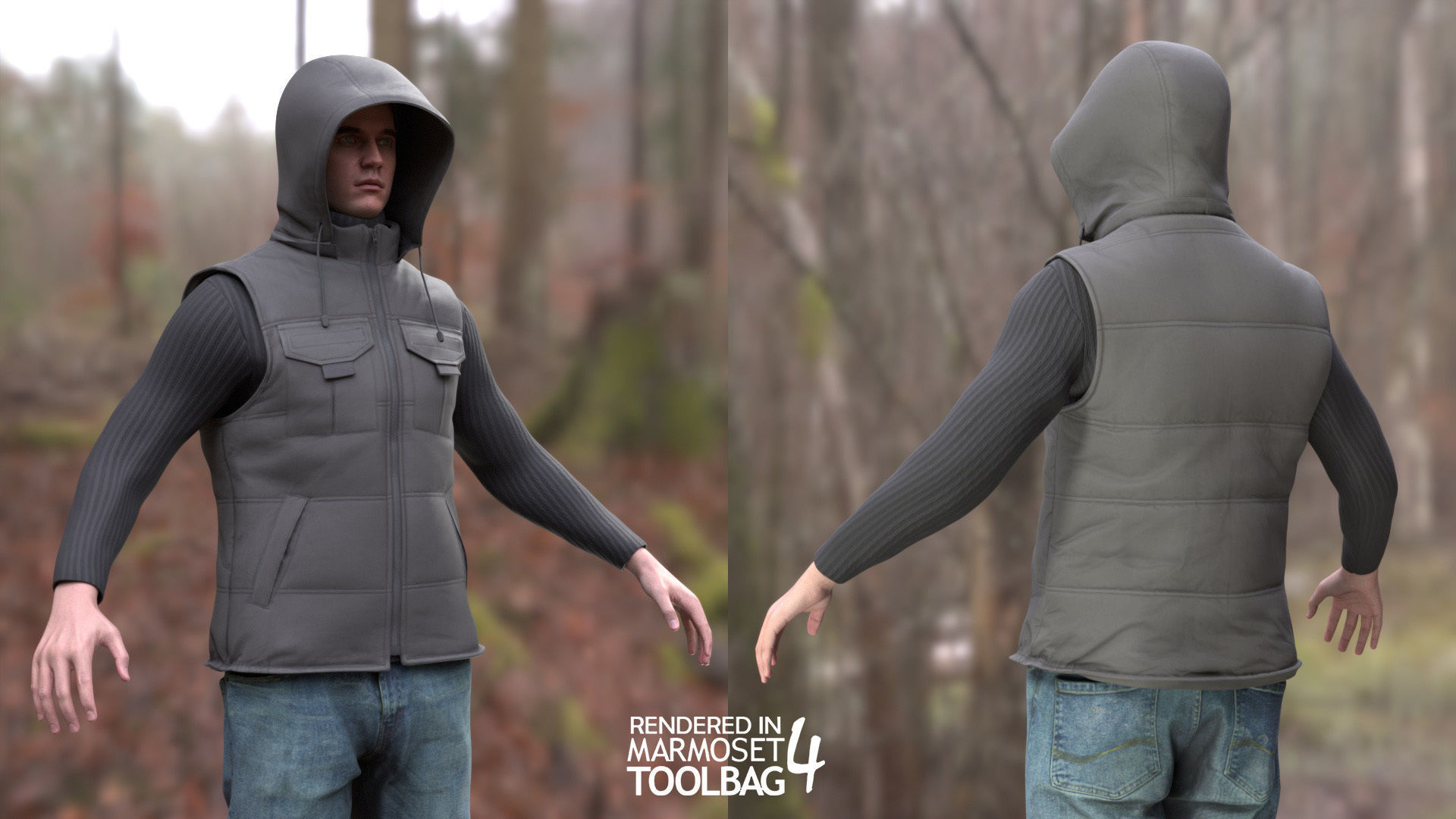 Man - Autumn Outfit 5 - Modular - Rigged Low-poly 3D model_4