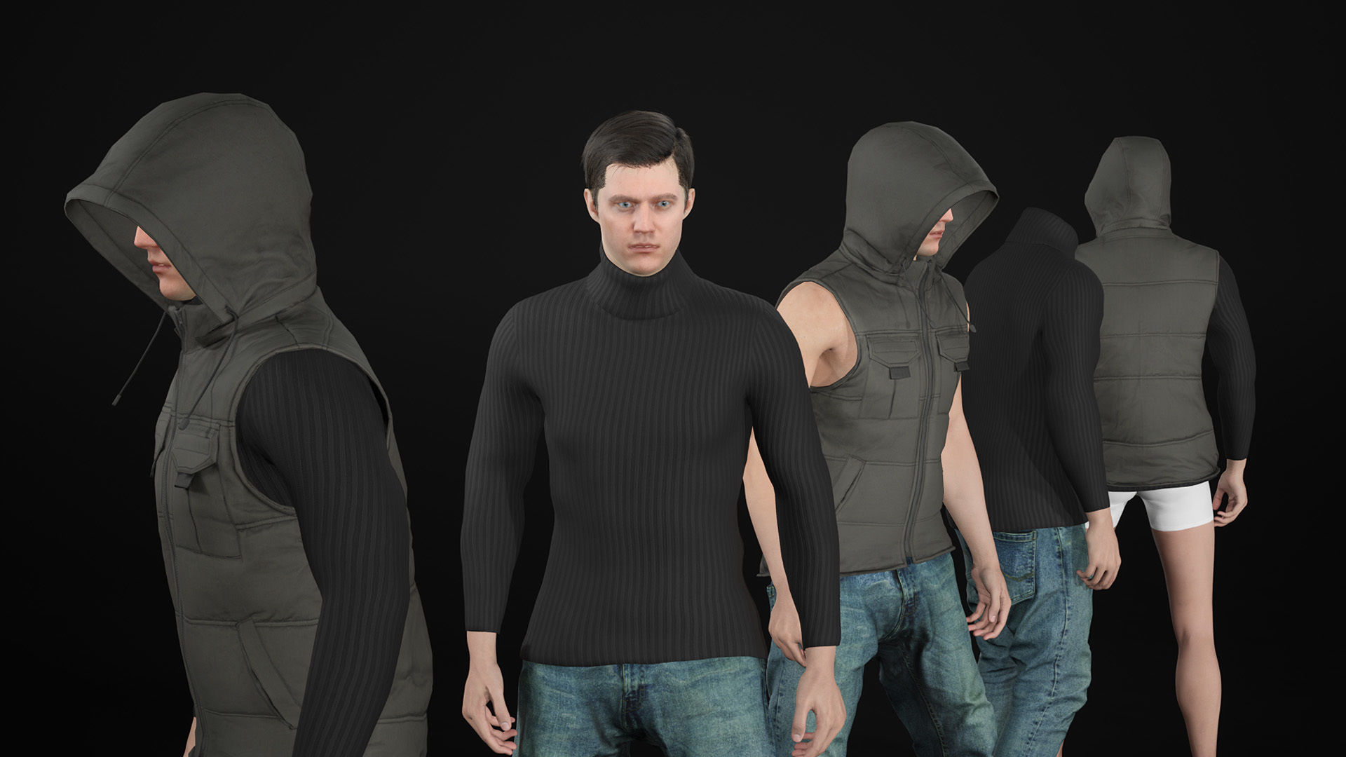 Man - Autumn Outfit 5 - Modular - Rigged Low-poly 3D model_22